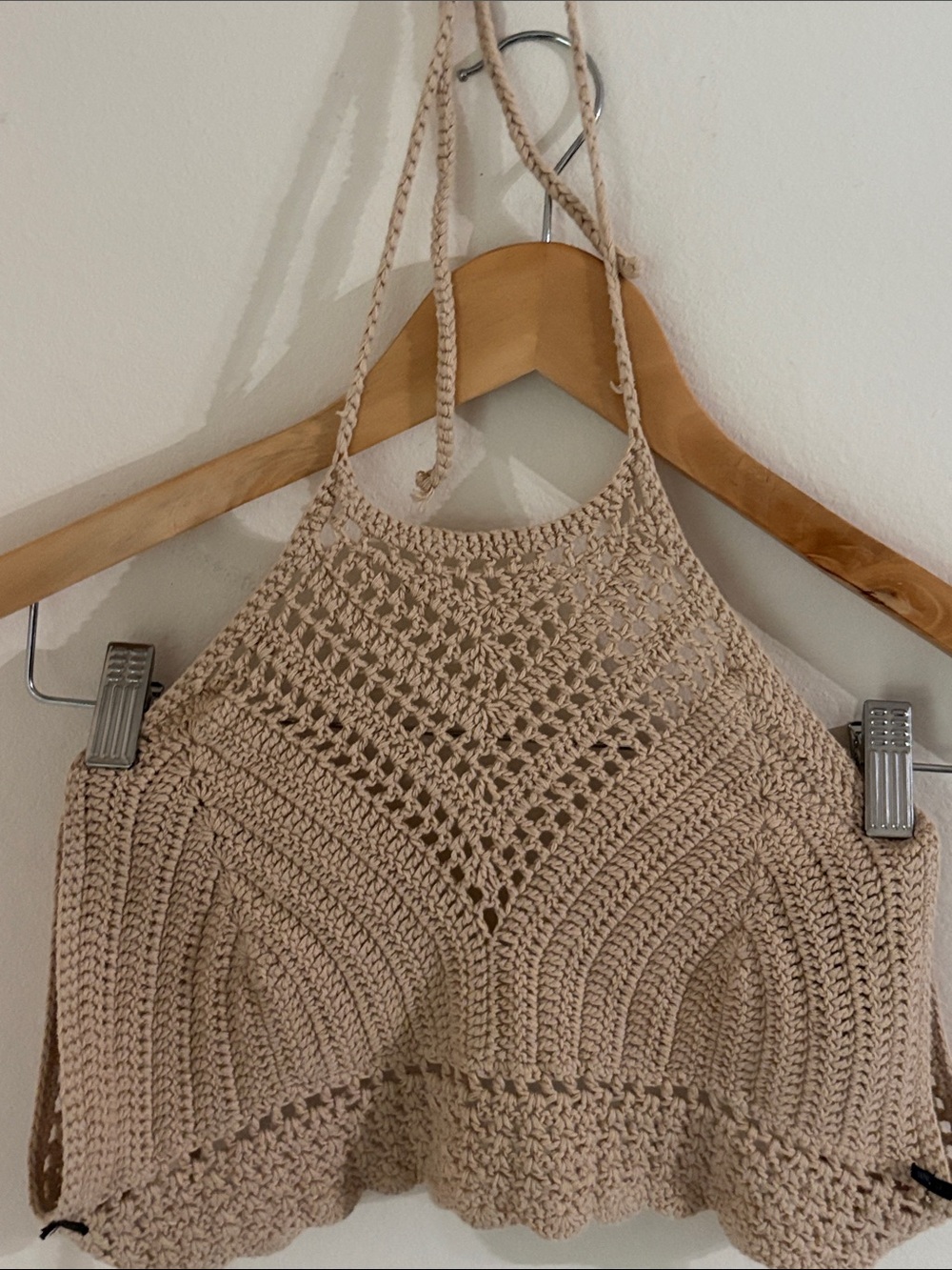 Forever 21 Beige Crochet Halter Bralette Top ((Clearance Item))